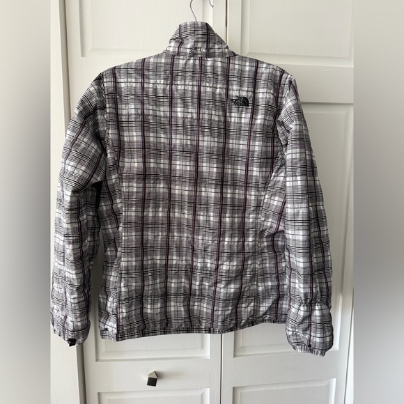 The North Face Plaid Lightweight Puffer Jacket L Black White Packable Coat - Picture 9 of 12
